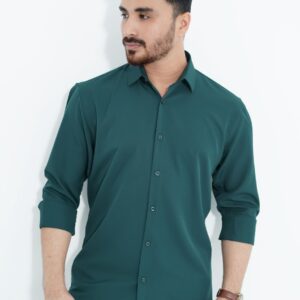 Green Spandex Glossy Fabrics Shirt