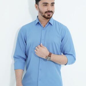 Sky Spandex Glossy Fabrics Shirt